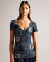 OZLOS-Tops-OZLOS is the perfect way to mix and match your favourite separates. With its short sleeves, scoop neck and graphic floral print, this top offers versatility without sacrificing style Fitted top Scoop neck Short sleeved Graphic floral print Textured fabric Amy is 5'9.5" / 1.77m and wears Navy in a Ted size 1- Ted Baker Romania